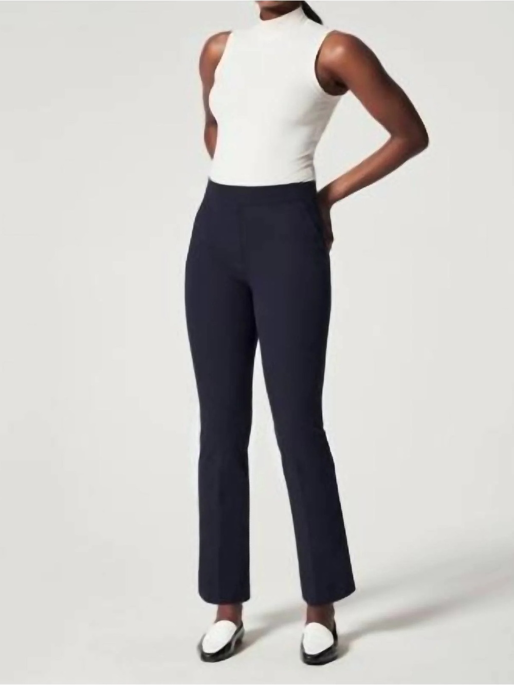 SPANX Navy Stretch Kick Flare Ponte Pants